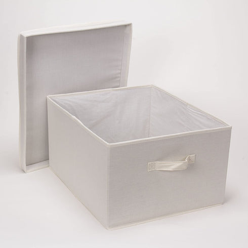 Household Essentials 115 Storage Box with Lid and Handle | Natural Beige Canvas | Jumbo