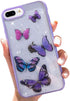 Butterfly Bling Clear Case Compatible with iPhone 8 Plus /7 Plus, wzjgzdly Glitter Case for Women Cute Slim Soft Slip Resistant Protective Phone Case Cover for iPhone 8 Plus / 7 Plus (5.5 inch)-Purple