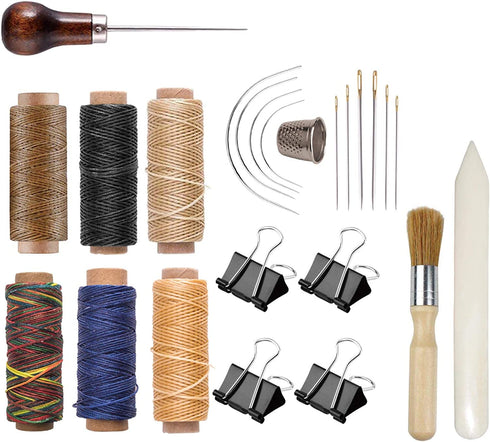 Bookbinding Kit - KOOTIKO Bookbinding Supplies, Hand Book Binding Starter Tools Set with Real Bone Folder,Paper Awl, Large-Eye Needles, Glue Brush, Wax Thread for Handmade DIY Books