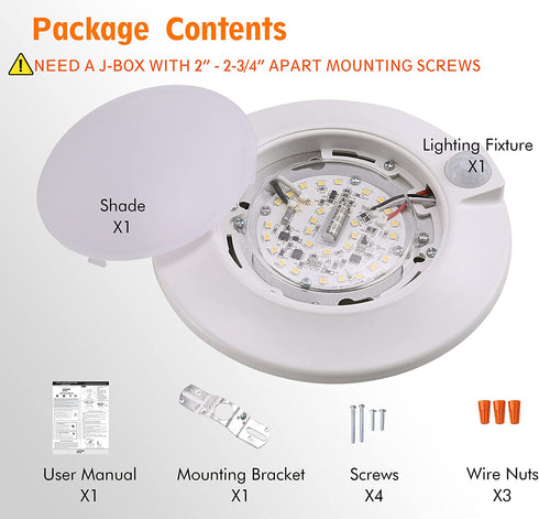 Cloudy Bay Motion Sensor Ceiling Light, 120V CRI90 10W 5000K Bright Day Light,6.5 inch LED Flush Mount Round Lighting Fixture for Garage,Walk-in Closet,Attic,Pantry Wet Location White Finish