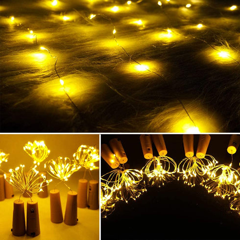 Wine Bottle String Lights with Cork,18 Pack 20 LED Warm White Mini Silver Copper Wire Fairy Lights Fit DIY Party Wedding Table Centerpieces Decor (Warm White)