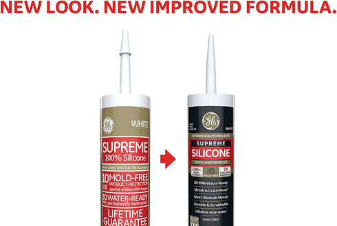 GE Sealants & Adhesives M90006 Supreme Silicone Kitchen & Bath Sealant, 10.1oz, Clear
