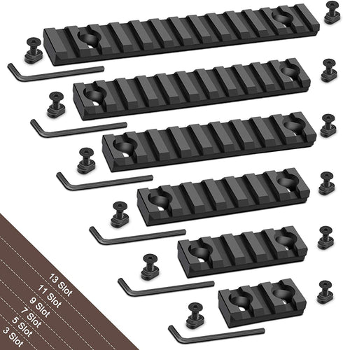 Bontok Picatinny Rail Set, 3-Slot 5-Slot 7-Slot 9-Slot 11-Slot 13-Slot Aluminum Picatinny Rails Section with 13 T-Nuts & 13 Screws & 6 Allen Wrench