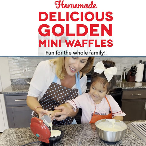 Oriental elife Mini Waffle Maker | Waffle Maker | Portable Electric Non-Stick Waffle Iron Suitable for 4 Inch Single Waffle for Breakfast, Lunch or Snack,Red