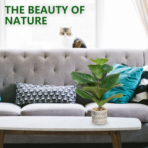 SenseYo Artificial Fiddle Leaf Fig Tree 18" Faux Ficus Lyrata in Pot Natural Fake Tree with 13 Leaves Lifelike Greenery Plant Tree Indoor Outdoor Decor for House Home Office Perfect Housewarming Gift