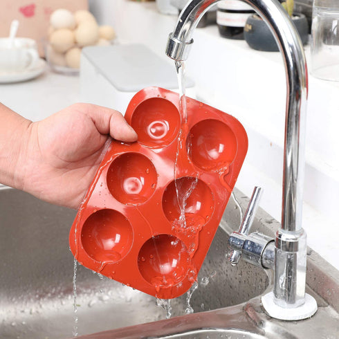 3 Silicone Mold for Hot Chocolate Bombs Making, Cake pops, Jelly Ball- Semi circle Round Shaped Flexible Mold with Piping bag for baking, 6 Holes Silicone sphere for Hot cocoa bomb