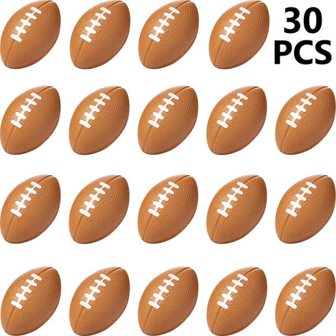 30 Packs Mini Football Sports Stress Ball, Mini Foam Sports Ball, Foam Sports Ball for School Carnival Reward, Chrismas Party Bag Gift Fillers