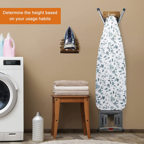 TJ.MOREE Ironing Board Hanger Wall Mount - Laundry Room Iron and Ironing Board Holder,Oak Iron Holder and Detachable Ironing Board Holder Hooks Provincial Stain Suitable for T&Y Shaped Ironing Boards