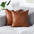 MANDIOO Set of 2 Faux Leather Decorative Throw Pillow Covers Modern Solid Outdoor Cushion Cases Luxury Pillowcases for Couch Sofa Bed 12x12 Inches Brown