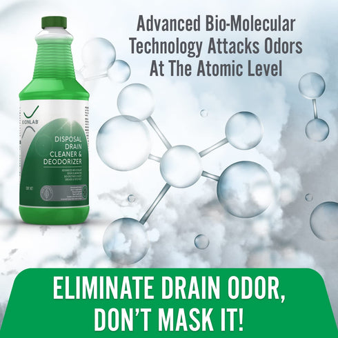 Garbage Disposal Cleaner and Deodorizer Green Enzyme Drain Cleaner Attacks Odor Source with Advanced Bio-Linking Technology - Perfect for Kitchen Sink, Shower Drain, Bathroom Sink, Utility Sink 32 oz