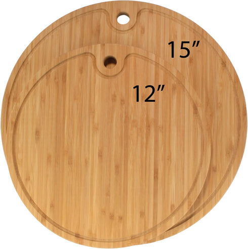 Bamboo Round Cutting Board 12" diameter x 0.75" thickness - 1 Piece
