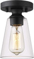 Cone Flush Mount Ceiling Light, HANASS 1-Light Black Ceiling Light Fixture, Farmhouse Light Fixture with Clear Glass Shade for Bedroom Hallway Dining Room Bathroom Corridor, MX99987-1