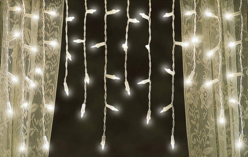 Tupkee Shimmering Twinkle Window Icicle Lights - 3 Feet (0.91 m), 50 Clear Incandescent Christmas Indoor Twinkle Icicle Lights