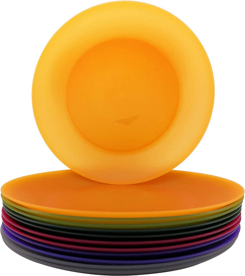 Everyday Plastic Reusable Plates BPA Free Dishwasher Safe Microwaveable set of 12 Great for Dinner Indoor Outdoor Use(Multi-color)