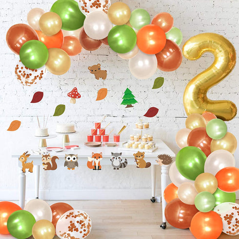 Woodland Animals Balloons Garland Decoration Kits 105 PCS Sprinkles Confetti Forest Friends Backdrop Cutouts Kids Birthday Party Balloons Arch Photo Props Favor Ideas Supplies