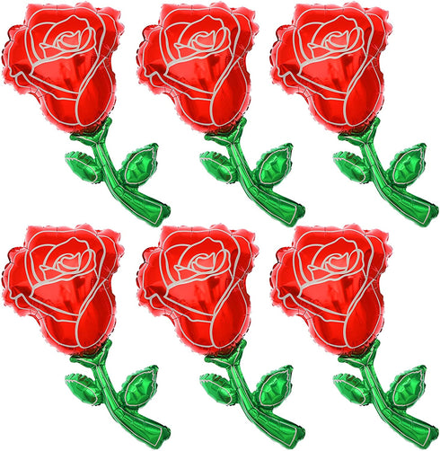 Big Rose Flower Balloon, 37 Inch - Pack of 6 | Valentines Day Balloons for Valentines Day Decor | Rose Balloons, Romantic Decorations Special Night | Flower Shape Balloon, Valentines Day Decoration
