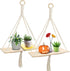 Easever Macrame Hanging Shelf, 2 Pack Wood Shelves Plant Hangers for Wall Window, Boho Shelves Wall Hanging Decor for Living Room Bedroom Bathroom Farmhouse