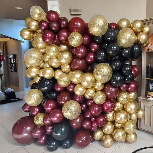 Burgundy and Gold Balloons Garland 106 pcs Latex Balloons Arch Kit for Baby Shower Birthday Wedding Engagement Anniversary Christmas Festival Picnic or any Friends & Family Party Decorations