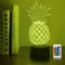 Lampeez Pineapple 3D Night Light with Remote Control, 16 Colors Chaning 4 Flashing Mode, Birthday Xmas Valentine's Day Gift Idea for Boys Girls