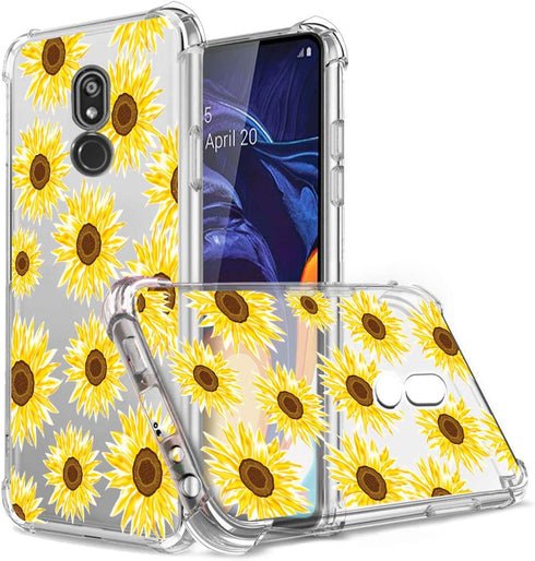 Osophter for LG Stylo 5v Case,LG Stylo 5 Case,Stylo 5 Plus Case Flower Floral for Girls Women Shock-Absorption Flexible TPU Rubber Soft Silicone Cell Phone Cases for LG Stylo 5(Sun Flower)
