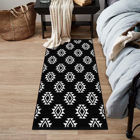 Boho Bedroom Rug 2'X4', Machine Washable Cotton Hand-Woven Area Rug Reversible Throw Rugs Entryway Rug Evil Eye Kitchen Runner Rugs Bath Rug for Laundry Room Bathroom Hallway