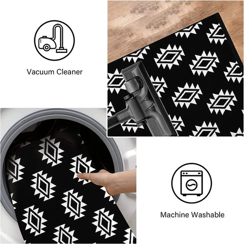Boho Bedroom Rug 2'X4', Machine Washable Cotton Hand-Woven Area Rug Reversible Throw Rugs Entryway Rug Evil Eye Kitchen Runner Rugs Bath Rug for Laundry Room Bathroom Hallway