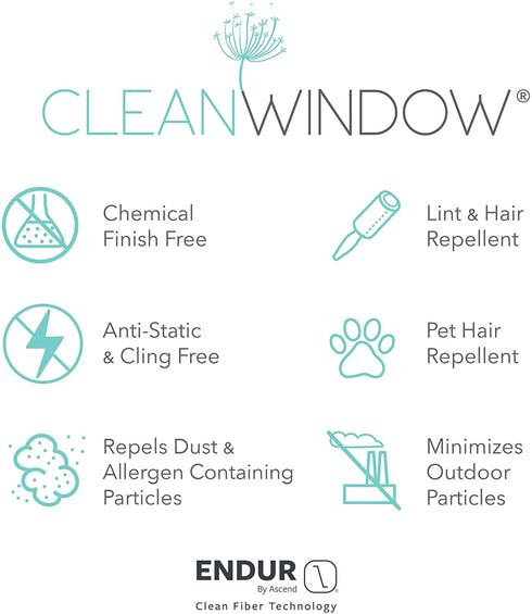 Clean Window Windowpane Plaid Anti-Dust Allergy/Pet Friendly Sheer Cafe Curtain, 52" x 24", White