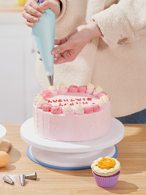 Kootek 178 Pcs Cake Decorating Kit Supplies with Cake Turntable Numbered Piping Tips E-book Guide Pastry Bags Frosting Spatula Icing Smoother Decoration Pen Cake Paint Brush Silicone Baking Cups
