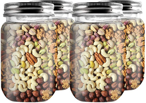 novelinks 16 Ounce Clear Plastic Jars Containers With Screw On Lids - Refillable Round Empty Plastic Slime Storage Containers for Kitchen & Household Storage - BPA Free (10 Pack)