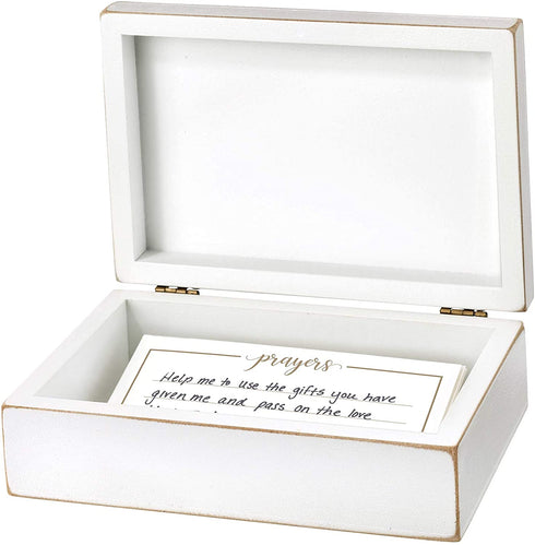 "Lillian Rose White Distressed Box with Prayer Cards, 6.5", off-white (BX115)