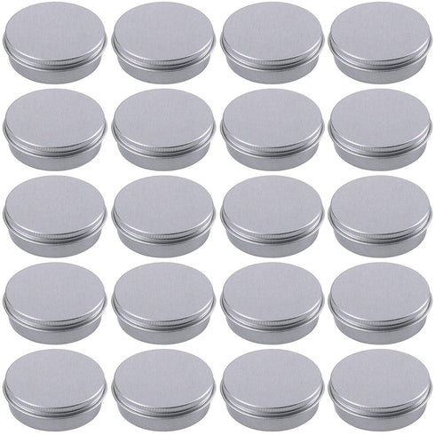 Hulless 20 Pack 1 Ounce Aluminum Tin Jar Refillable Containers 30ml Aluminum Screw Lid Round Tin Container Bottle for Cosmetic ,Lip Balm, Cream