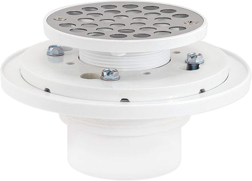 EZ-FLO 15301 PVC Low-Profile Floor & Shower Drain, 2 inch x 3 inch, White
