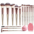 MAANGE Makeup Brushes 15 Pcs Professional Synthetic Makeup Brushes Set Foundation Contour Concealer Blush Powder Make Up Brushes With 1 Makeup Sponge & 1 Brush Cleaner (Champagne)