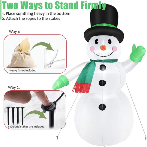 Thanger Christmas Inflatables Snowman Outdoor Yard Decorations, Christmas Blow Up Decoration, 4 FT Inflated Snowman with LED Lights, IP44 Weather Proof, Xmas Kids Gift for Winter Holiday Lawn Patio