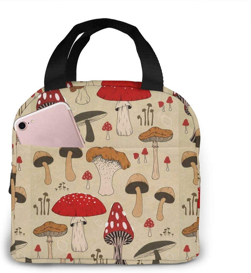 The Various Mushroom Art Lunch Bag For Women Girls Kids Insulated Picnic Pouch Thermal Cooler Tote Bento Large Meal Prep Cute Bag Big Leakproof Soft Bags For Lunch Box, Camping, Travel, Fishing