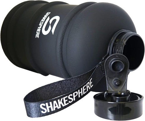 SHAKESPHERE Large Sports Water Bottle - BPA Free Hydration Jug, Black - Ideal for Sports, Camping, Outdoor, Biking & Kids (Matte Black White Logo, 2.2L)