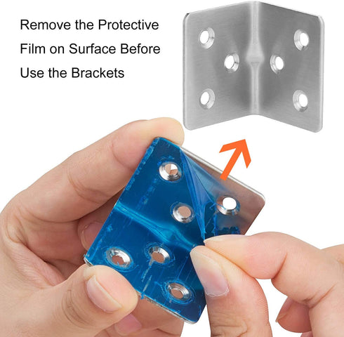 64 PCS Stainless Steel Corner Brace, 38MM X 30MM X 30MM Heavy Duty Right Angle Bracket for Wood, Metal Joint Bracket Shelf Support L Shape Bracket for Shelves, Furniture, Cabinet
