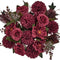24 Heads Premium Artificial Flowers, Burgundy Silk Flower Peony Bouquets, Fake Flowers Roses Bulk Decoration, Faux Floral Arrangements for Wedding Home Decor by LA.PONEE