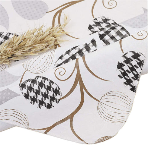 Heavy Duty Vinyl Tablecloth with Flannel Backing Waterproof Oil-Proof PVC Table Cloth Stain-Resistant Wipeable Rectangle or Square Table Cover for Indoor and Outdoor (Leaves, 60X102 Inch)