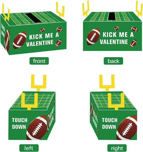 Valentines Boxes for Kids - Football Valentine Day Cards for Classroom Exchange Boys Girls School Class Party Favors(1 Mailbox, 24 Valentine Cards)