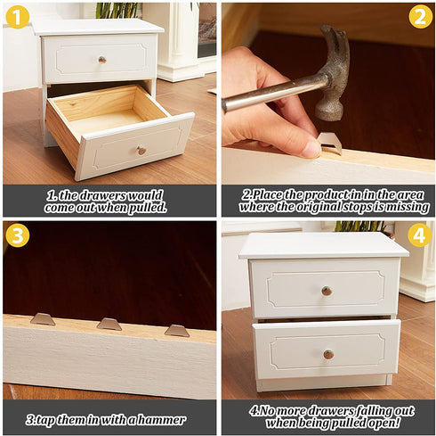 24 Pieces Drawer Stoppers for Dresser, Metal Drawer Stops Antique Style Drawer Stop Drawer Track Guide and Glides Stopper Furniture Parts Accessories for Drawers