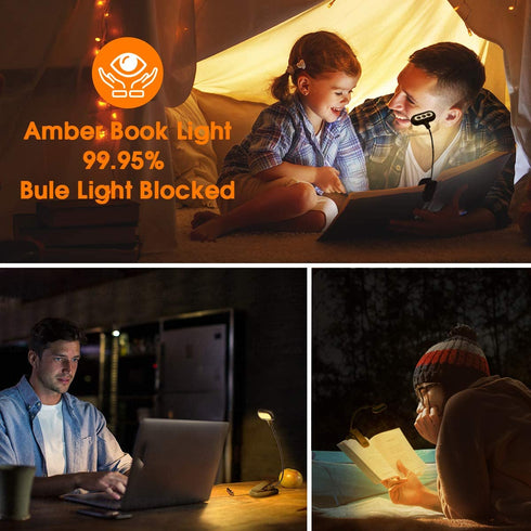 Reading Light, Book Light, Briignite Reading Light for Bed, Reading Lamp with 4 Brightness 5 Color Temperature, USB Reading Light Book Light Rechargeable, Book Light Clip, Bed Reading Light, Eye Care