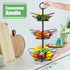 3-Tier Fruit Basket Bowl for Countertop - Homewill Large-Capacity Metal Fruit Bowls for Kitchen Counter | Detachable Fruits Baskets with Handle for Vegetable Banana