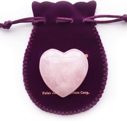 Polar Jade Heart Shaped Rose Quartz Puffy Heart Stone 45mm (1.8") for Chakra Energy Healing, Reiki, Meditation, Massage and Decoration