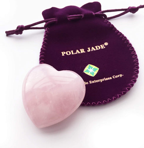 Polar Jade Heart Shaped Rose Quartz Puffy Heart Stone 45mm (1.8") for Chakra Energy Healing, Reiki, Meditation, Massage and Decoration
