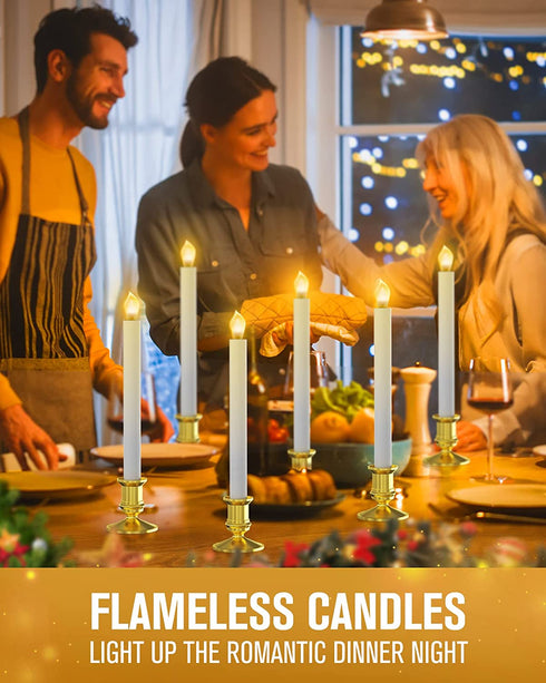 RONXS Window Candles,LED Candles with Timer, Outdoor Christmas Decorations Flameless Candles Battery Operated Flickering Candles with 1 Remote Controls, Glod Candle Holders (2 Pcs Gold)