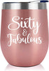 60th Birthday Gifts For Women - 1962 60th Birthday Decorations For Women - Birthday Gifts For 60 Year Old Woman - 60 Years Old Gifts Ideas For Women Turning 60, Mom, Wife, Friends- 12 oz Wine Tumbler