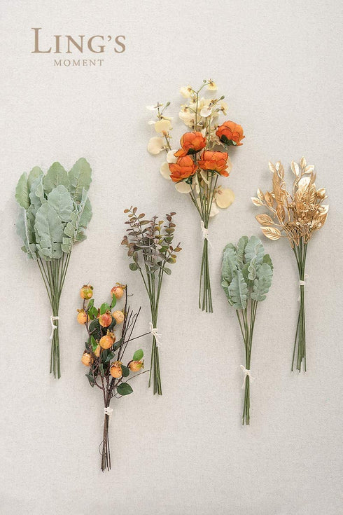 Ling's moment Artificial Greenery Spray Box Set, 55pcs with 6 Kinds of Filler Greenery Fake Plants for Fall Wedding Bouquet and Table Centerpieces Floral Arrangement and Home Decor(Terracotta)
