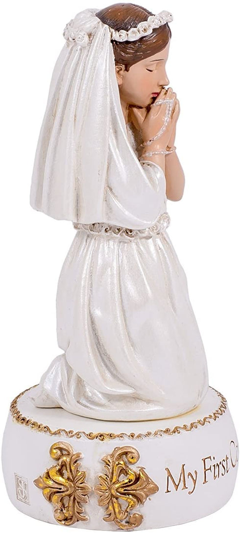 5.5" Kneeling Girl My First Communion Resin Figurine
