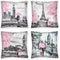 Throw Pillow Covers 18x18 Set of 4, Decorative Pillows for Couch Bed, Sofa Pillows Decorations for Living Room, Pink Paris Outdoor Pillows Couch Cushion Covers for Home Bedroom